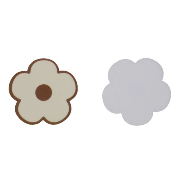 PLASTIC BEADS - RESIN 2D - FOR GLUING - FLOWER 29 - 45x2mm ECRU-BROWN - PACKAGE 20pcs.