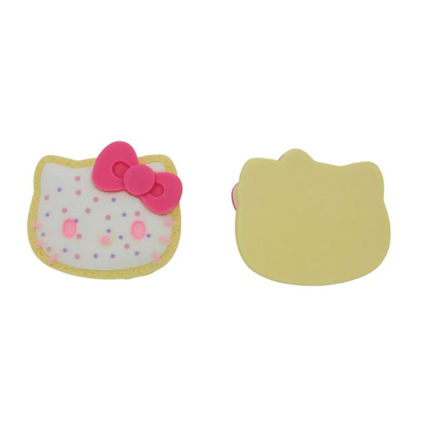 PLASTIC BEADS - RESIN 3D - FOR GLUING - KITTY 15 - 43x38x10mm WHITE-PINK (DARK)-YELLOW (LIGHT) - PACKAGE 10pcs.