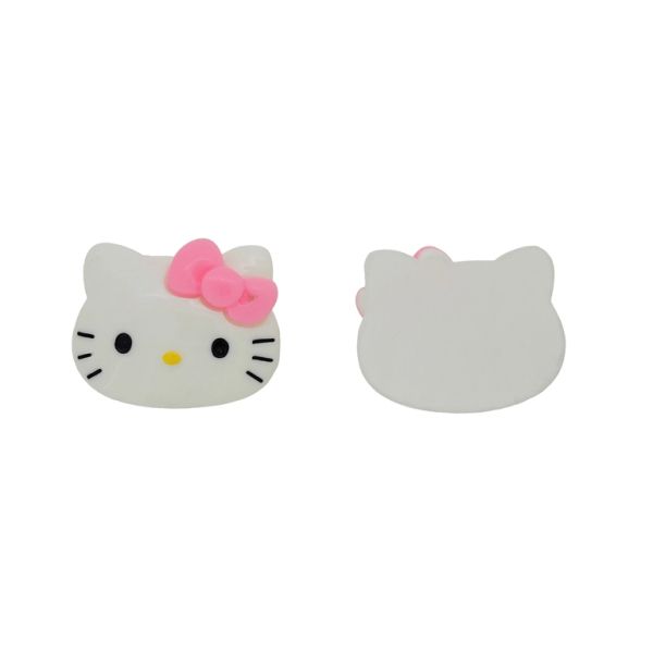 PLASTIC BEADS - RESIN 3D - FOR GLUING - KITTY 17 - 38x31x9mm WHITE-PINK-BLACK - PACKAGE 20pcs.