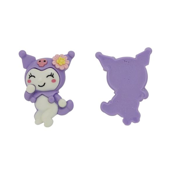 PLASTIC BEADS - RESIN 3D - FOR GLUING - CAT WITH SKULL 07 - 39x53x12mm PURPLE-WHITE-PINK (LIGHT) - PACKAGE 10pcs.