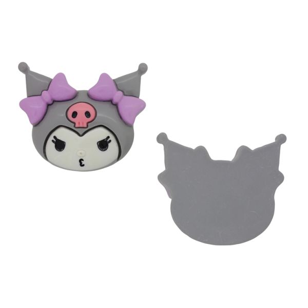 PLASTIC BEADS - RESIN 3D - FOR GLUING - CAT WITH SKULL 08 - 58x48x12mm GRAY-PINK-PURPLE (LIGHT) - PACKAGE 10pcs.