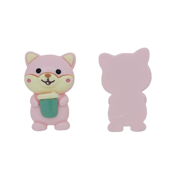 PLASTIC BEADS - RESIN 3D - FOR GLUING - CAT 10 CUP - 34x56x13mm PINK (LIGHT)-ECRU-TURQUOISE - PACKAGE 10pcs.