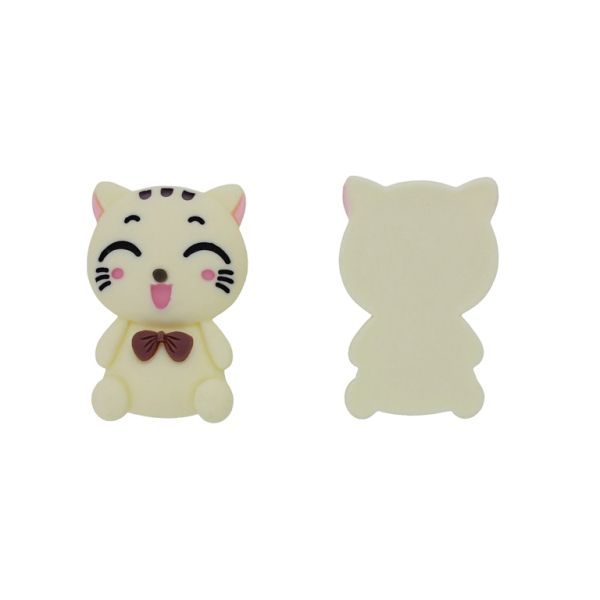 PLASTIC BEADS - RESIN 3D - FOR GLUING - CAT 13 - 32x48x12mm ECRU-BROWN (DARK)-PINK - PACKAGE 10pcs.