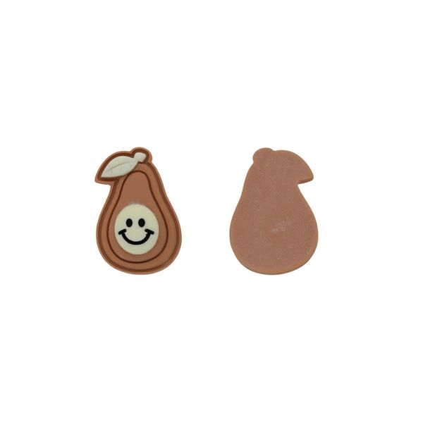 PLASTIC BEADS - RESIN 3D - FOR GLUING - PEAR 01 SMILE - 25x37x10mm BROWN (LIGHT)-ECRU-BLACK - PACKAGE 20pcs.