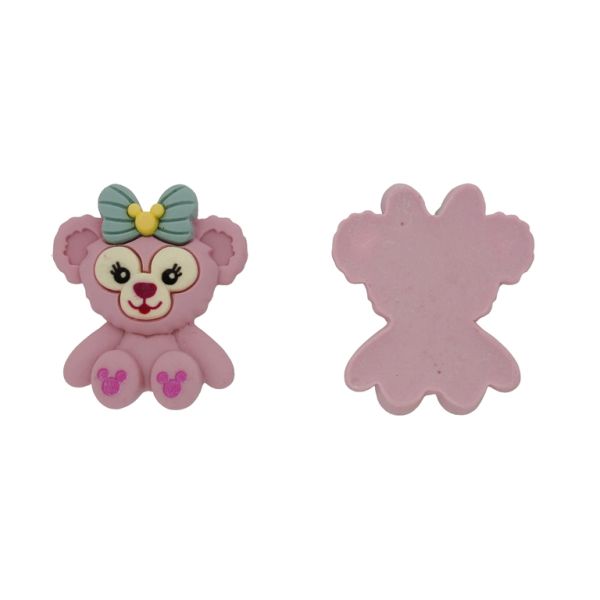 PLASTIC BEADS - RESIN 3D - FOR GLUING - BEAR 63 RIBBON - 39x46x10mm PINK (LIGHT)-ECRU-TURQUOISE - PACKAGE 10pcs.