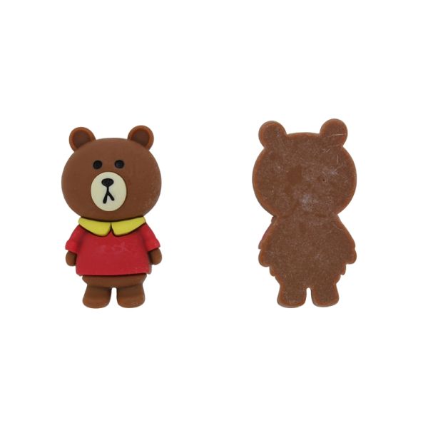 PLASTIC BEADS - RESIN 3D - FOR GLUING - BEAR 66 - 29x53x12mm BROWN-RED-YELLOW - PACKAGE 10pcs.