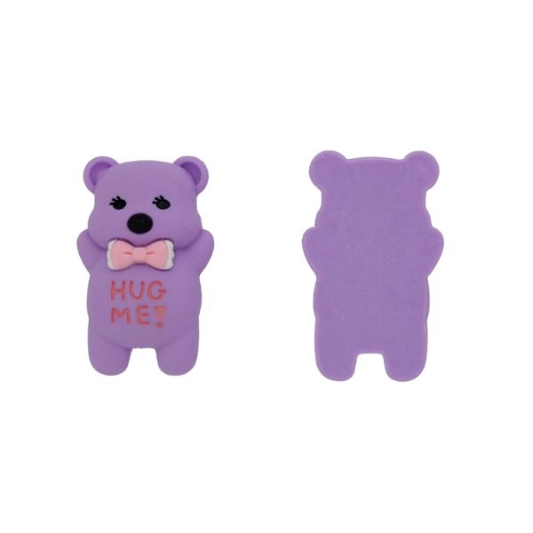 PLASTIC BEADS - RESIN 3D - FOR GLUING - BEAR 67 - 31x52x12mm PURPLE (LIGHT)-PINK (LIGHT)-WHITE - PACKAGE 10pcs.