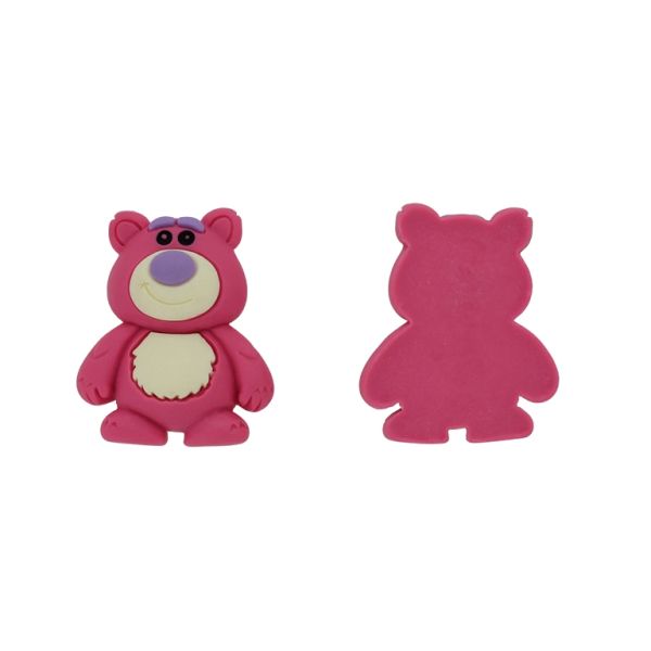 PLASTIC BEADS - RESIN 3D - FOR GLUING - BEAR 68 - 37x44x12mm CYCLAMEN (DARK)-ECRU-PURPLE - PACKAGE 10pcs.