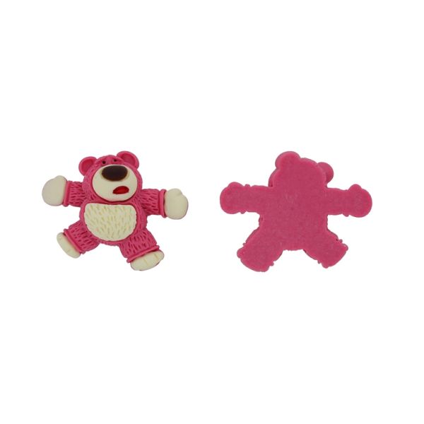 PLASTIC BEADS - RESIN 3D - FOR GLUING - BEAR 69 - 42x33x13mm CYCLAMEN (DARK)-ECRU-BROWN (DARK) - PACKAGE 20pcs.