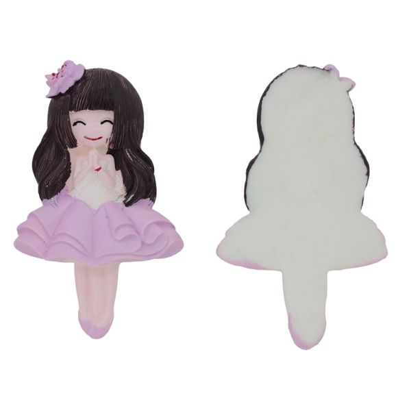 PLASTIC BEADS - RESIN 3D - FOR GLUING - GIRL 40 - 50x83x10mm PURPLE (LIGHT)-PINK (LIGHT)-BROWN (DARK) - PACKAGE 10pcs.