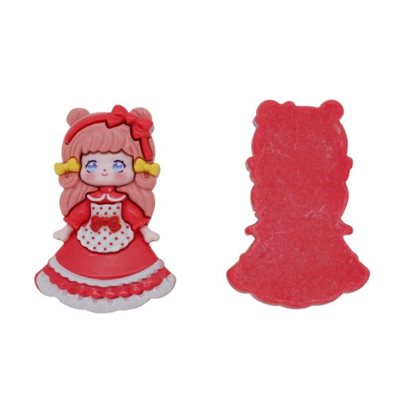 PLASTIC BEADS - RESIN 3D - FOR GLUING - GIRL 42 - 47x60x10mm BEIGE-BLUE (DARK)-WHITE - PACKAGE 10pcs.