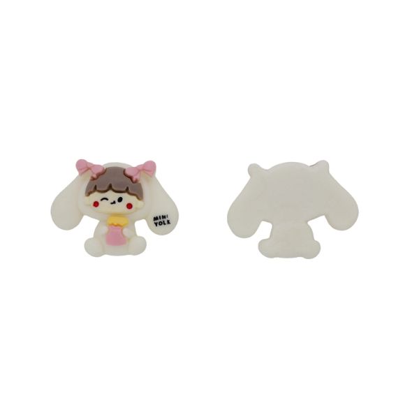 PLASTIC BEADS - RESIN 3D - FOR GLUING - GIRL 49 RABBIT - 37x27x11mm WHITE-PINK (LIGHT)-BROWN - PACKAGE 20pcs.