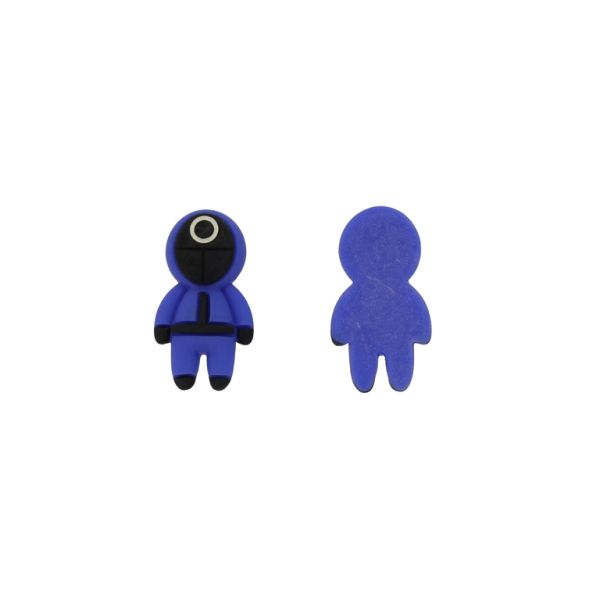 PLASTIC BEADS - RESIN 3D - FOR GLUING - BOY 12 SQUID GAME - 20x37x7mm BLUE (DARK)-BLACK-WHITE - PACKAGE 20pcs.