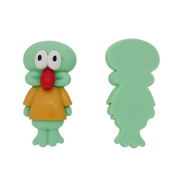 PLASTIC BEADS - RESIN 3D - FOR GLUING - OCTOPUS 05 SQUIDWARD - 35x69x16mm TURQUOISE (LIGHT)-ORANGE-RED - PACKAGE 10pcs.