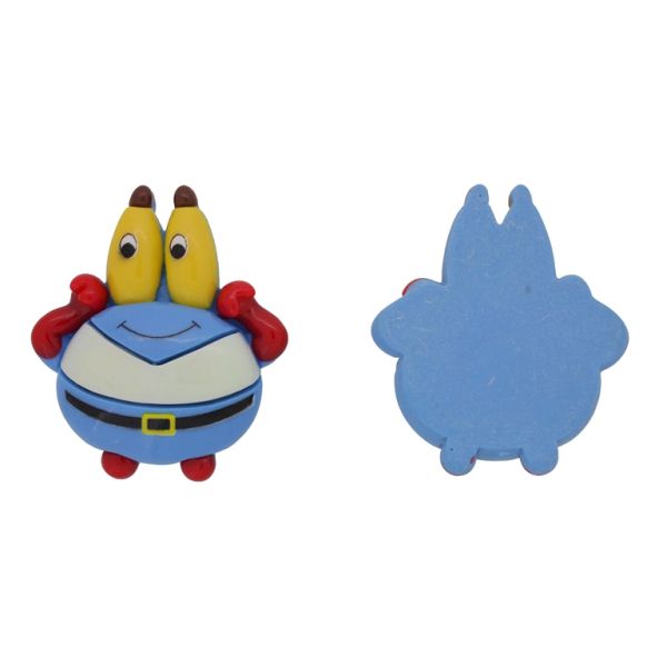 PLASTIC BEADS - RESIN 3D - FOR GLUING - CRAB 05 - 52x60x14mm RED-BLUE (LIGHT)-YELLOW - PACKAGE 10pcs.