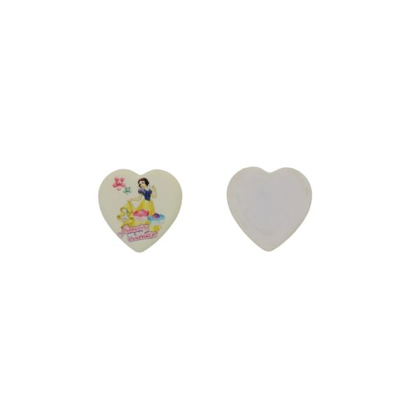 PLASTIC BEADS - RESIN 3D - FOR GLUING - HEART 23 SNOW WHITE - 24x24x3mm ECRU AND MIX - PACKAGE 30pcs.
