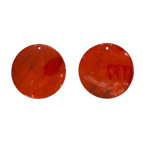 МЪНИСТА ОТ СЕДЕФ - ВИСУЛКА - КРЪГ 01 - 60х2.5мм ЧЕРВЕНО - В КАЧЕСТВО - ПАКЕТ 10 бр. Отвор-2.4мм 