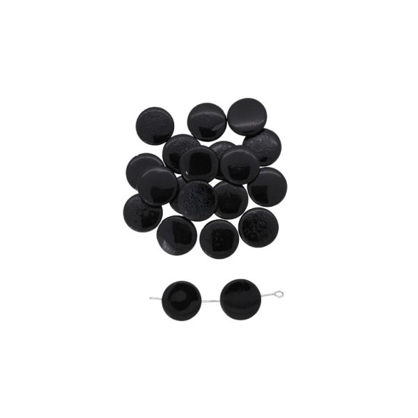 MOTHER OF PEARL BEADS - CIRCLE 10 - 15x2.0mm BLACK - PACKAGE 200pcs. Hole-0.7mm 