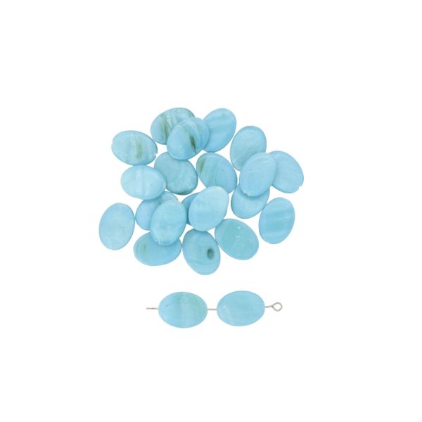 MOTHER OF PEARL BEADS - OVAL 04 - 18x13x3.5mm BLUE (LIGHT) - PACKAGE 100pcs. Hole-0.7mm 