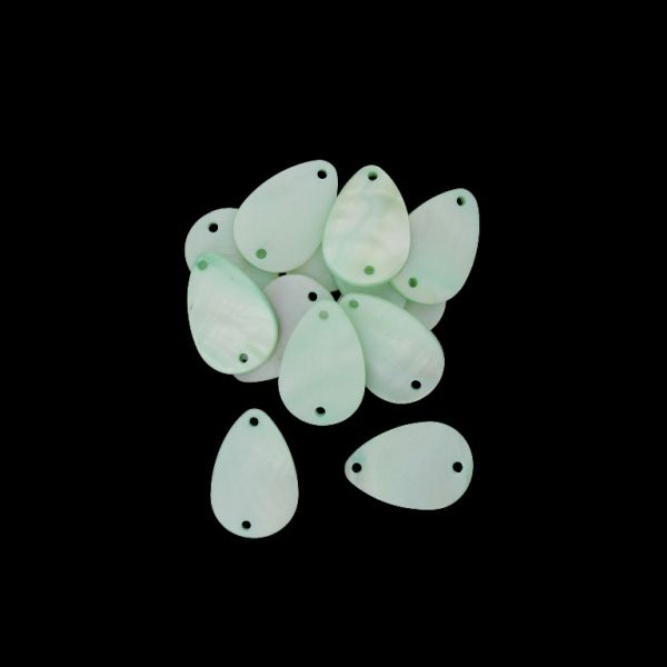 MOTHER OF PEARL BEADS - CONNECTING ELEMENT - DROP 02 - 30x20x2.0mm RESEDA - PACKAGE 50pcs. Hole-2.2mm 