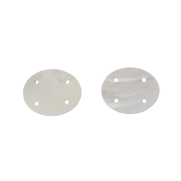 MOTHER OF PEARL BEADS  - CONNECTING ELEMENT - OVAL 02 - 50x40x2.0mm WHITE - 2pcs. Hole-3.0mm 