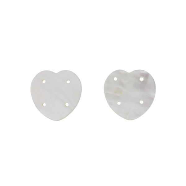 MOTHER OF PEARL BEADS  - CONNECTING ELEMENT - HEART 02 - 44x44x3.0mm WHITE - 2pcs. Hole-2.8mm 