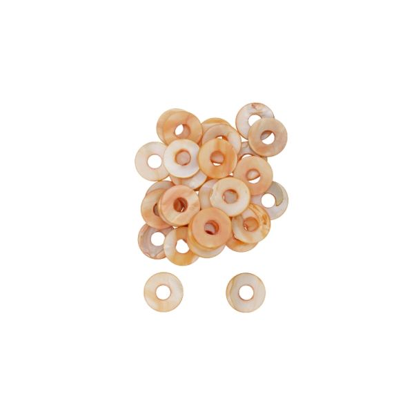 MOTHER OF PEARL BEADS - CONNECTING ELEMENT - RING 02 - 16x1.5mm ORANGE - PACKAGE 200pcs. Hole-5.0mm 