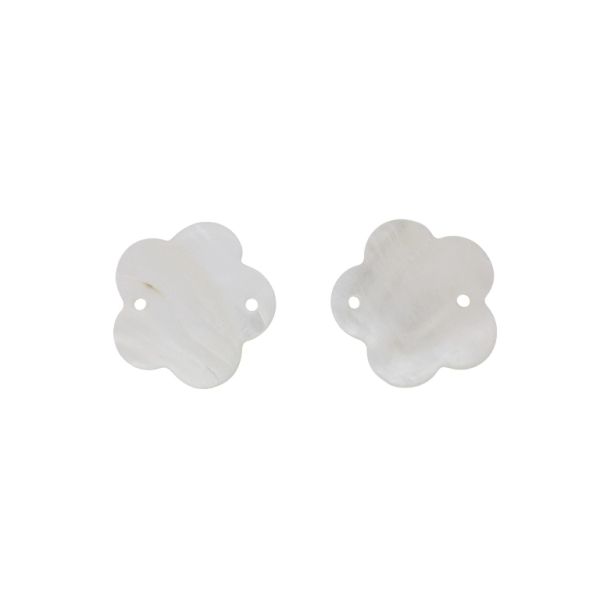 MOTHER OF PEARL BEADS - CONNECTING ELEMENT - FLOWER 01 - 44x2.5mm WHITE - PACKAGE 20pcs. Hole-3.2mm 