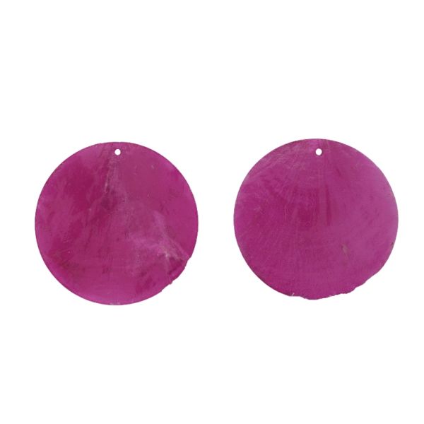MOTHER OF PEARL BEADS - FLAKE 01 - CIRCLE - 60x0.7mm CYCLAMEN (DARK) - SECOND-RATE - PACKAGE 20pcs. Hole-1.6mm 