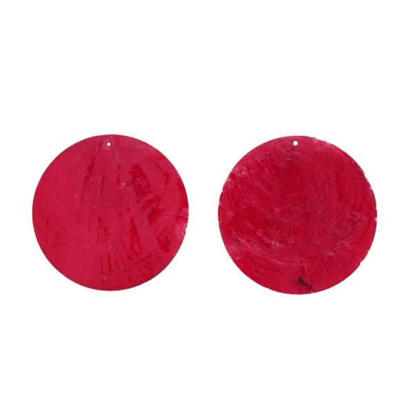 MOTHER OF PEARL BEADS - FLAKE 01 - CIRCLE - 60x0.7mm RED - SECOND-RATE - PACKAGE 20pcs. Hole-1.6mm 