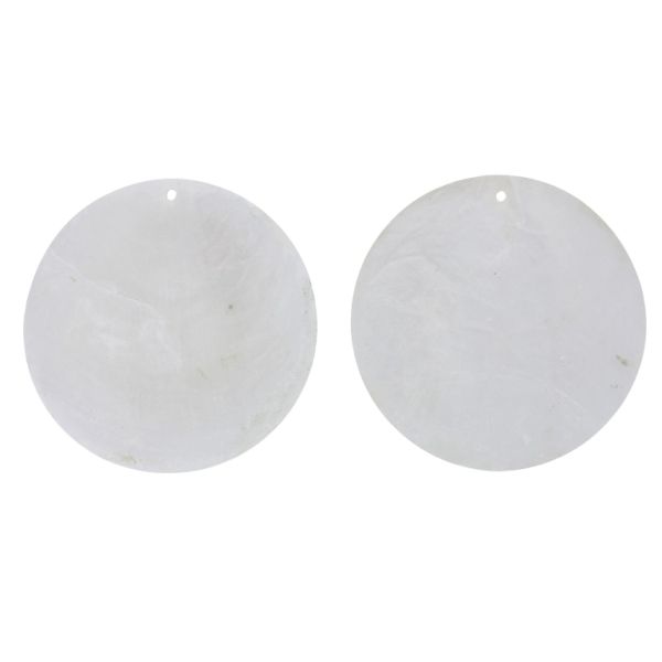 MOTHER OF PEARL BEADS - FLAKE 01 - CIRCLE - 70x0.7mm WHITE - PACKAGE 20pcs. Hole-1.6mm 