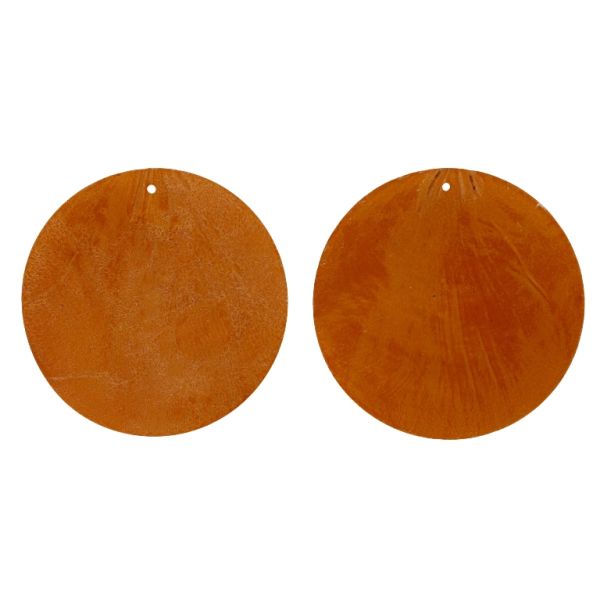 MOTHER OF PEARL BEADS - FLAKE 01 - CIRCLE - 70x0.7mm ORANGE - PACKAGE 20pcs. Hole-1.6mm 