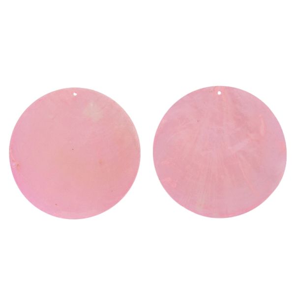 MOTHER OF PEARL BEADS - FLAKE 01 - CIRCLE - 70x0.7mm PINK (LIGHT) - PACKAGE 20pcs. Hole-1.6mm 