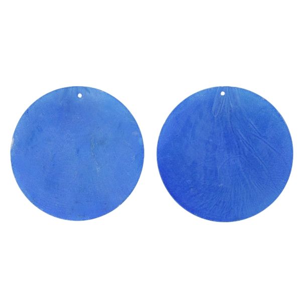 MOTHER OF PEARL BEADS - FLAKE 01 - CIRCLE - 70x0.7mm BLUE - PACKAGE 20pcs. Hole-1.6mm 