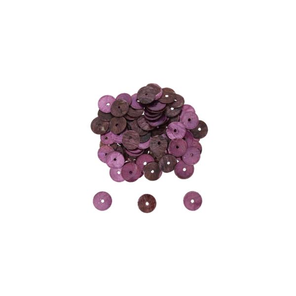 MOTHER OF PEARL BEADS - FLAKE 02 - CIRCLE 01 - 10x0.8mm CYCLAMEN (DARK) - PACKAGE 100g Hole-1.4mm (700pcs.)