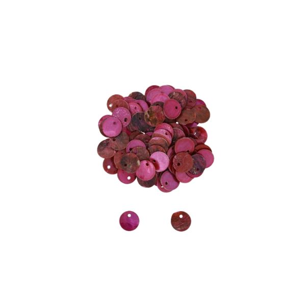 MOTHER OF PEARL BEADS  - FLAKE 02 - CIRCLE 02 - 10x0.8mm PINK (DARK) - 10g Hole-1.3mm (60pcs.)
