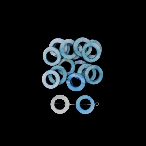 MOTHER OF PEARL BEADS - RING 04 - 20x2.5mm BLUE (LIGHT) - PACKAGE 100pcs. Hole-0.7mm 