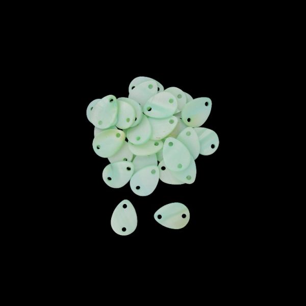 MOTHER OF PEARL BEADS - CONNECTING ELEMENT - DROP 02 - 18x13x2.2mm RESEDA - PACKAGE 150pcs. Hole-2.2mm 