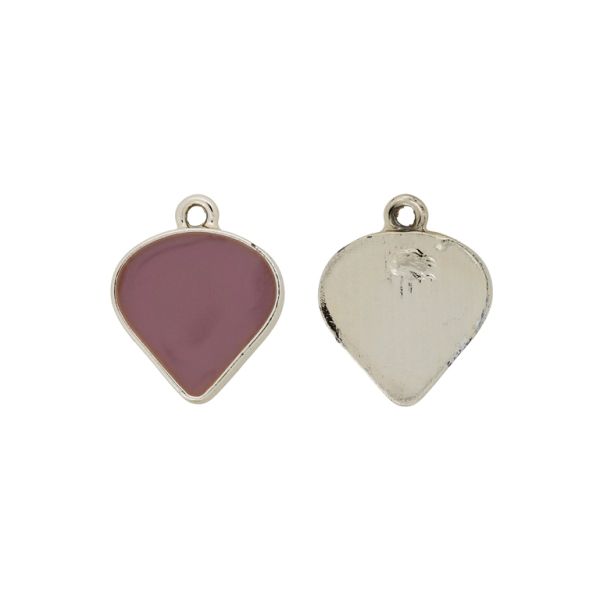 METAL BEADS WITH ENAMEL - PENDANT - DROP 02 - 18x22x3mm GOLD-ROSE DUST (DARK) - 3pcs. Hole-2.0mm