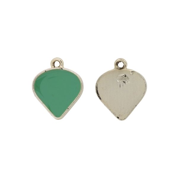 METAL BEADS WITH ENAMEL - PENDANT - DROP 02 - 18x22x3mm GOLD-TURQUOISE - 3pcs. Hole-2.0mm