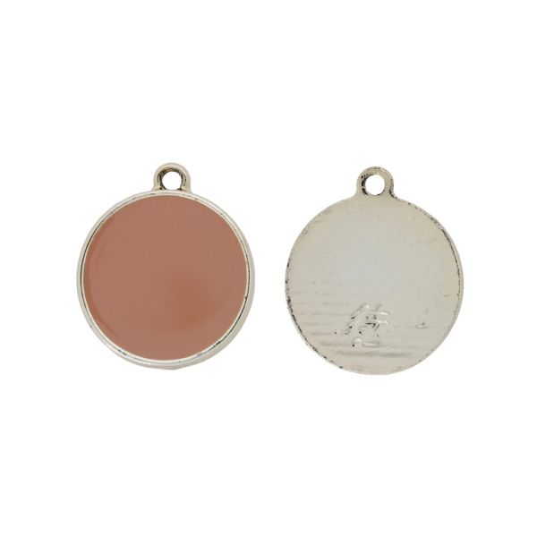 МЕТАЛНИ МЪНИСТА С ЕМАЙЛ - ВИСУЛКА - КРЪГ 03 - 20х24х4мм ЗЛАТИСТО-ПЕПЕЛ ОТ РОЗИ - 3 бр. Отвор-2.0мм