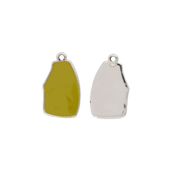 METAL BEADS WITH ENAMEL - PENDANT - IRREGULAR SHAPE TILE 02 - 14x24x1.6mm GOLD (LIGHT)-TOBACCO - PACKAGE 20pcs. Hole-1.8mm