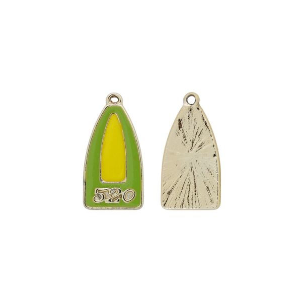 METAL BEADS WITH ENAMEL - PENDANT - TILE WITH NUMBER 01 - 12x24x1.5mm GOLD-GREEN (LIGHT)-YELLOW - 3pcs. Hole-1.5mm
