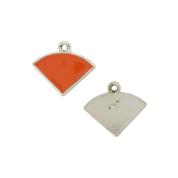 METAL BEADS WITH ENAMEL - PENDANT - SEMI-TRIANGLE 01 - 22x19x3mm GOLD-ORANGE (DARK) - 3pcs. Hole-1.8mm