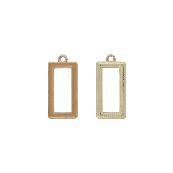 METAL BEADS WITH ENAMEL - PENDANT - RECTANGLE 02 - 11x23x1.7mm GOLD-BROWN (LIGHT) - 3pcs. Hole-1.6mm 