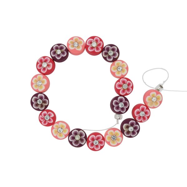 POLYMER CLAY FIMO BEADS - DISK - FLOWER 04 - 10x6mm MIX - PACKAGE (12x18pcs.) Hole-1.2mm