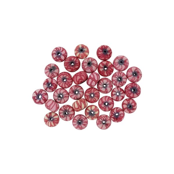 POLYMER CLAY FIMO BEADS - BALL FLAT - FORMS MIX 01 - 6x10mm RED-MIX - PACKAGE 500pcs. Hole-1.8mm