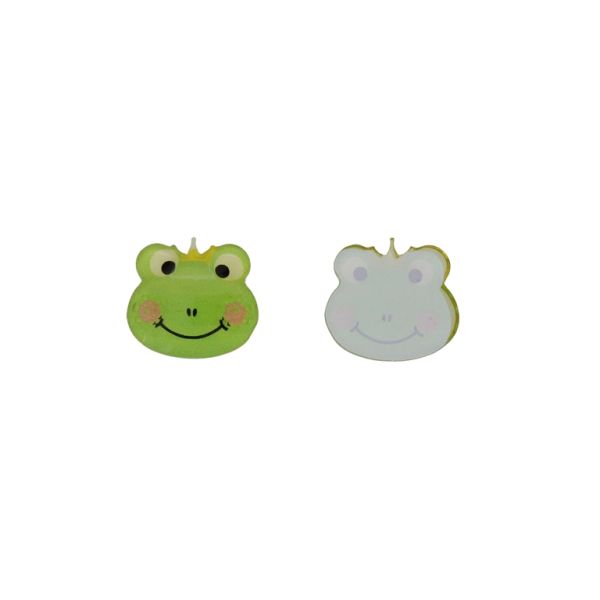 PLASTIC BEADS - RESIN 3D - FOR GLUING - FROG 05 CROWN - 26x25x4mm GREEN (LIGHT)-YELLOW (LIGHT)-PINK (LIGHT) - PACKAGE 30pcs.