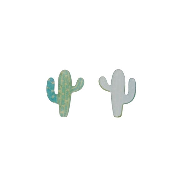 PLASTIC BEADS - RESIN 3D - FOR GLUING - CACTUS 02 - 24x30x4mm BLUE-GREEN (LIGHT)-WHITE - 30pcs.