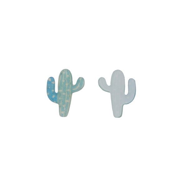 PLASTIC BEADS - RESIN 3D - FOR GLUING - CACTUS 02 - 24x30x4mm BLUE-BLUE (LIGHT)-WHITE - 30pcs.